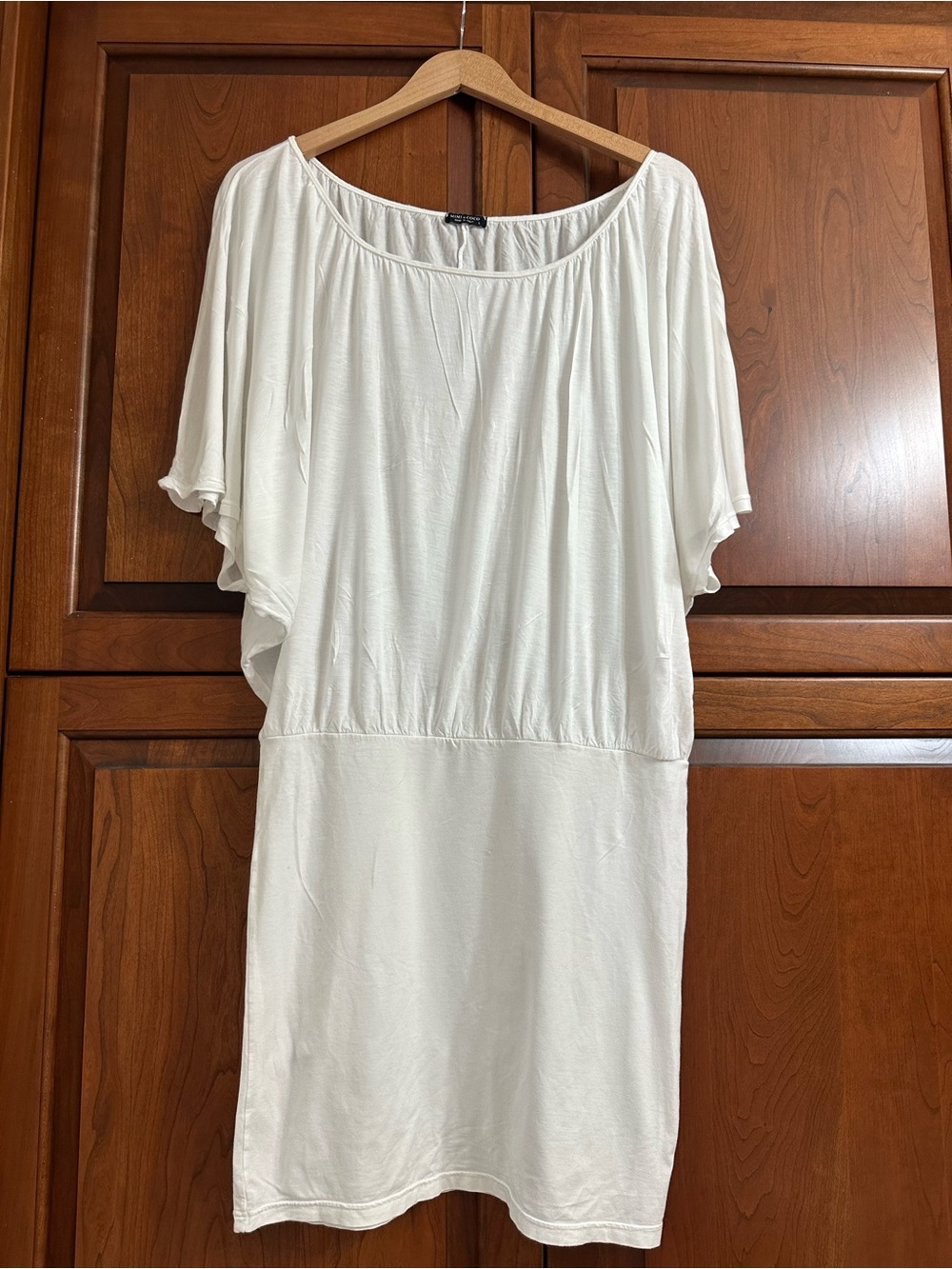 White Mini Dress with Dolman Sleeves